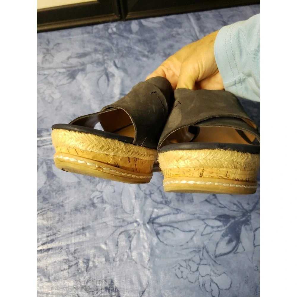 Franco Sarto Glamour Blue/Gray Suede leather Cork Platform‎ Wedge Sandals SZ 8
